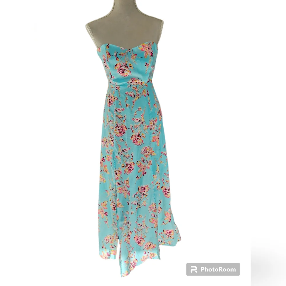 Lioness | Spring Floral Dress w corset lining Strapless & 2 splits | Size S - XS - Picture 2 of 3